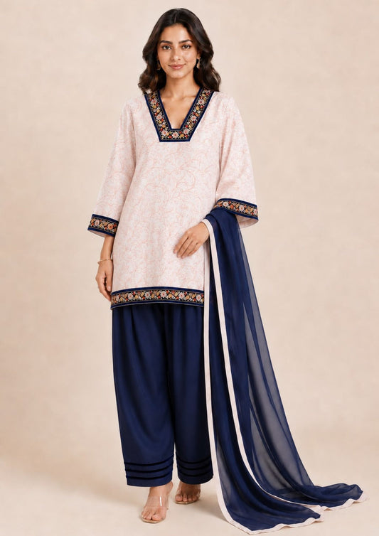 Pink Printed Crepe Suit Set