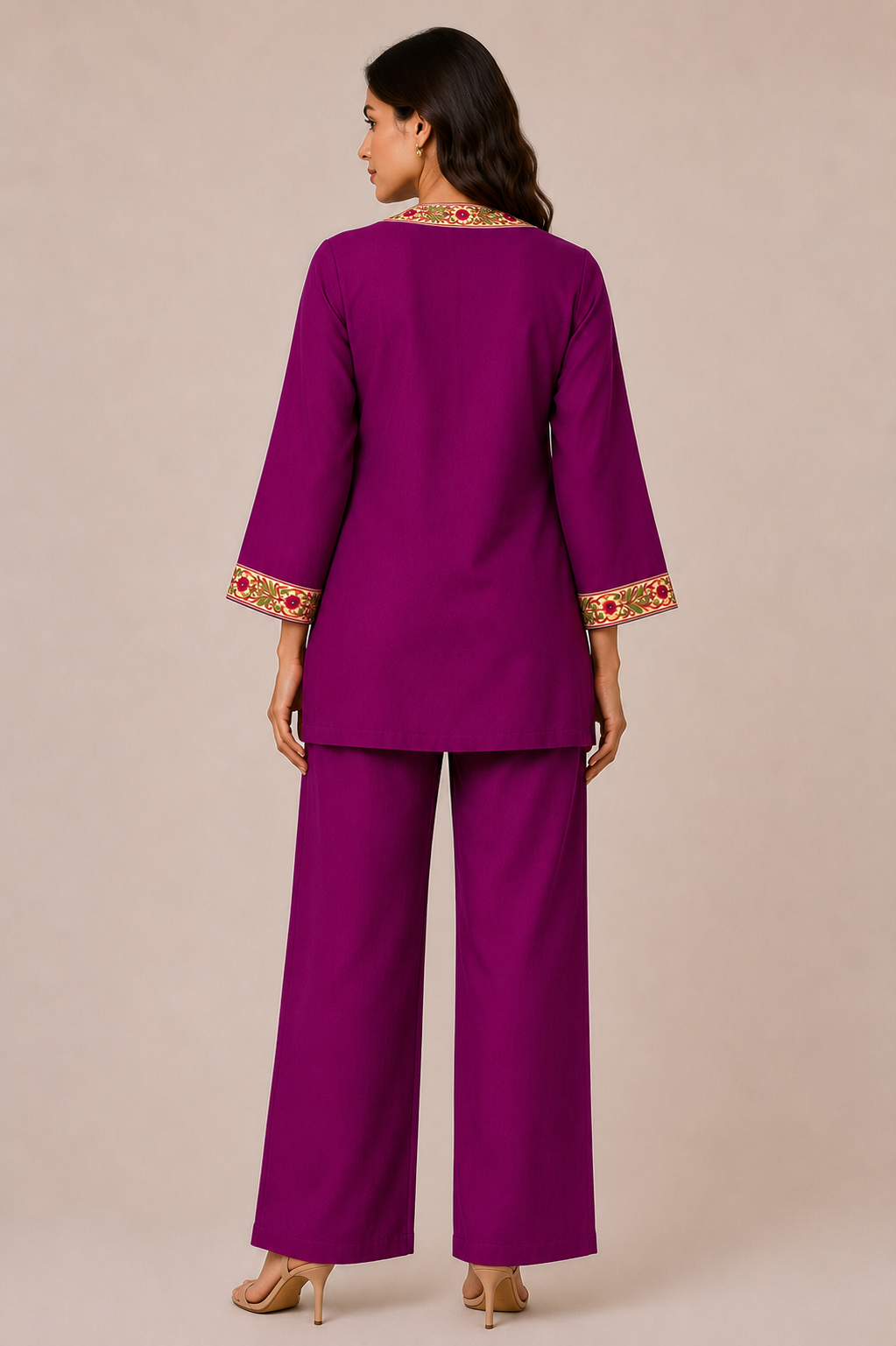 Purple Silk Embroidered Co-ord Set