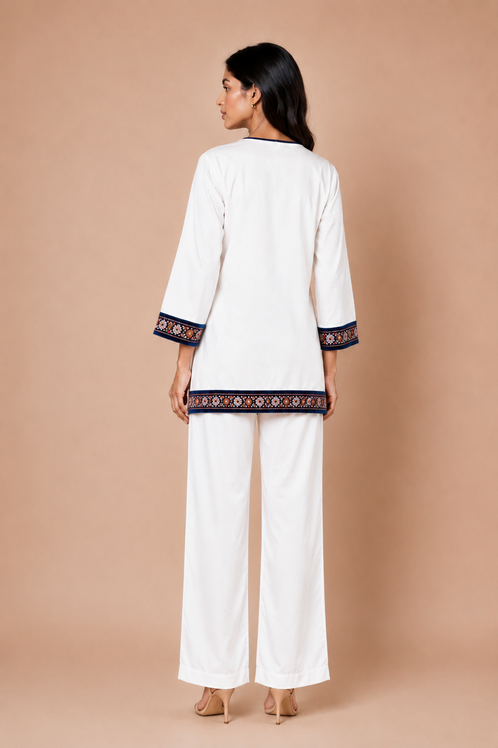 Ivory Silk Embroidered Co-ord Set
