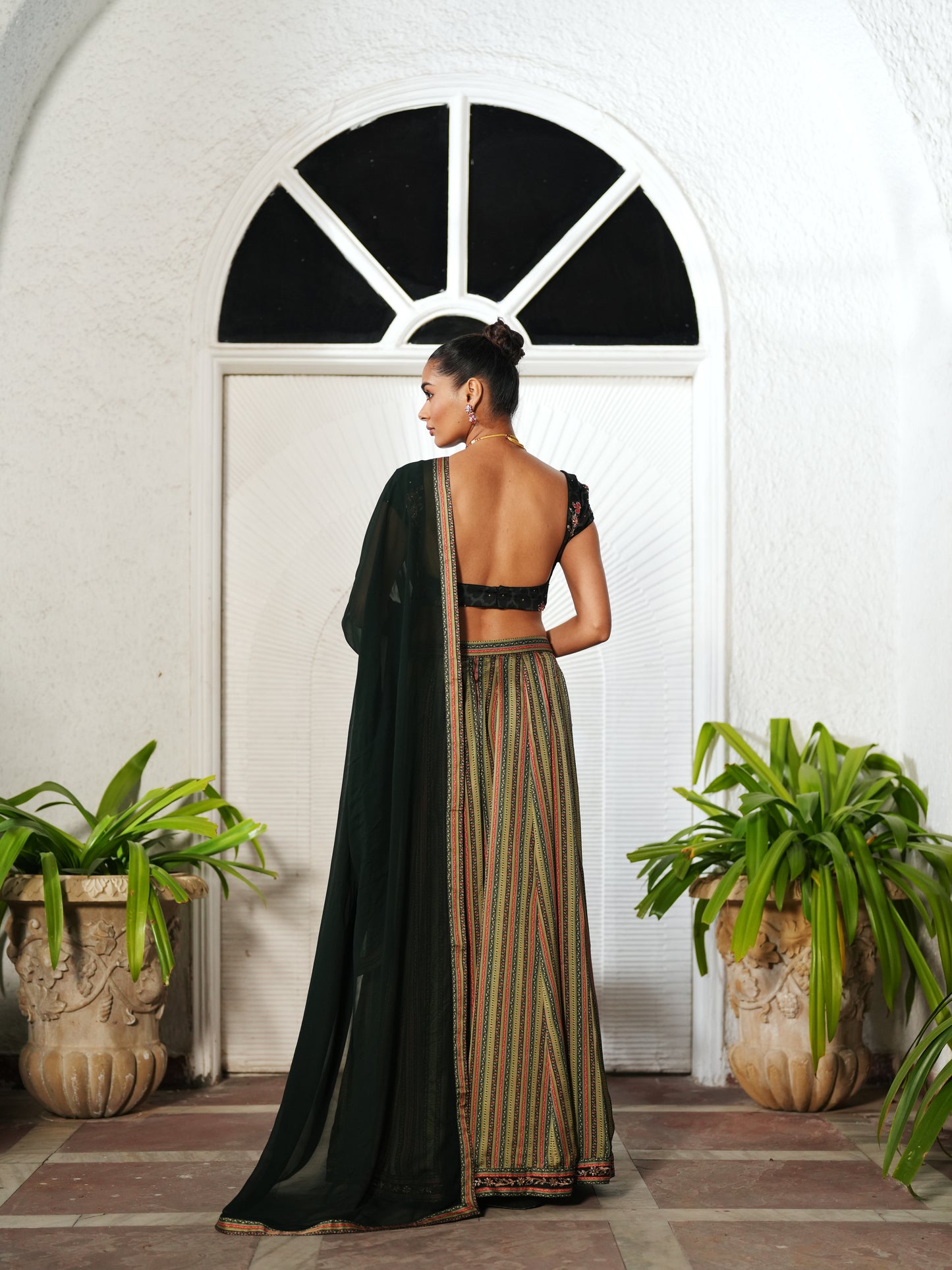 Green Modal Satin Printed Top - Pants Set