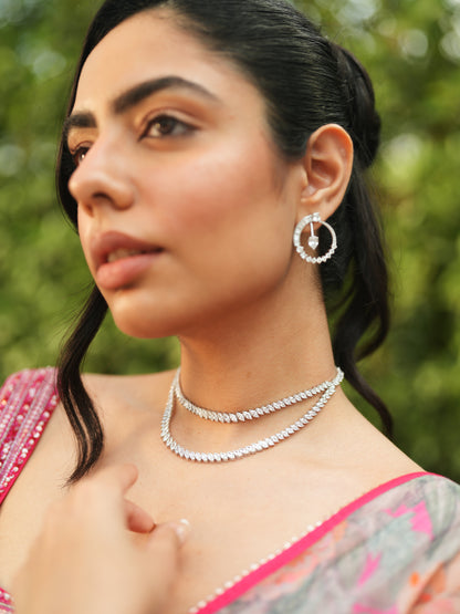 Embellished Grey Chiffon Printed Saree Set