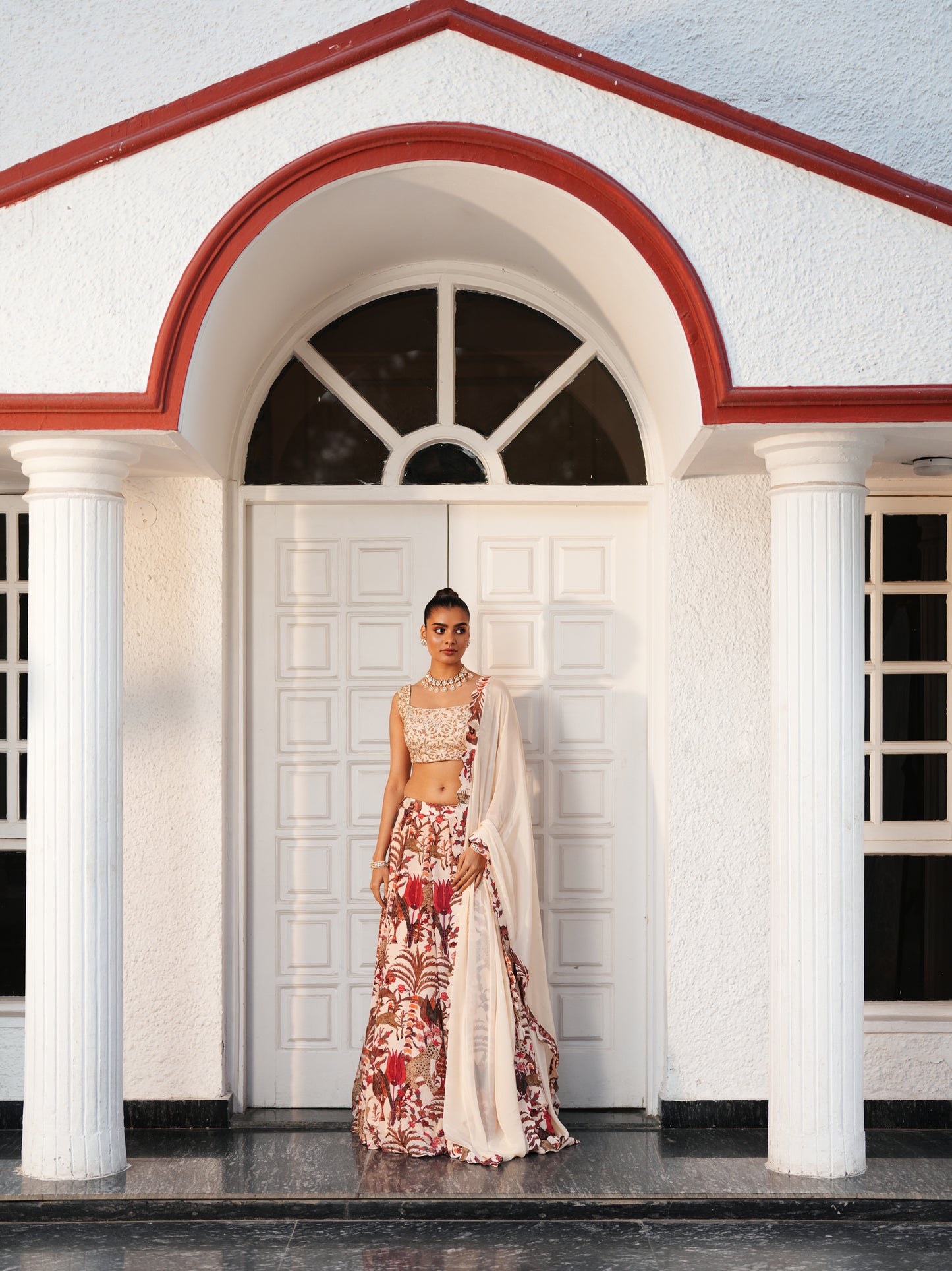Printed Lahenga Set with Embellished Blouse
