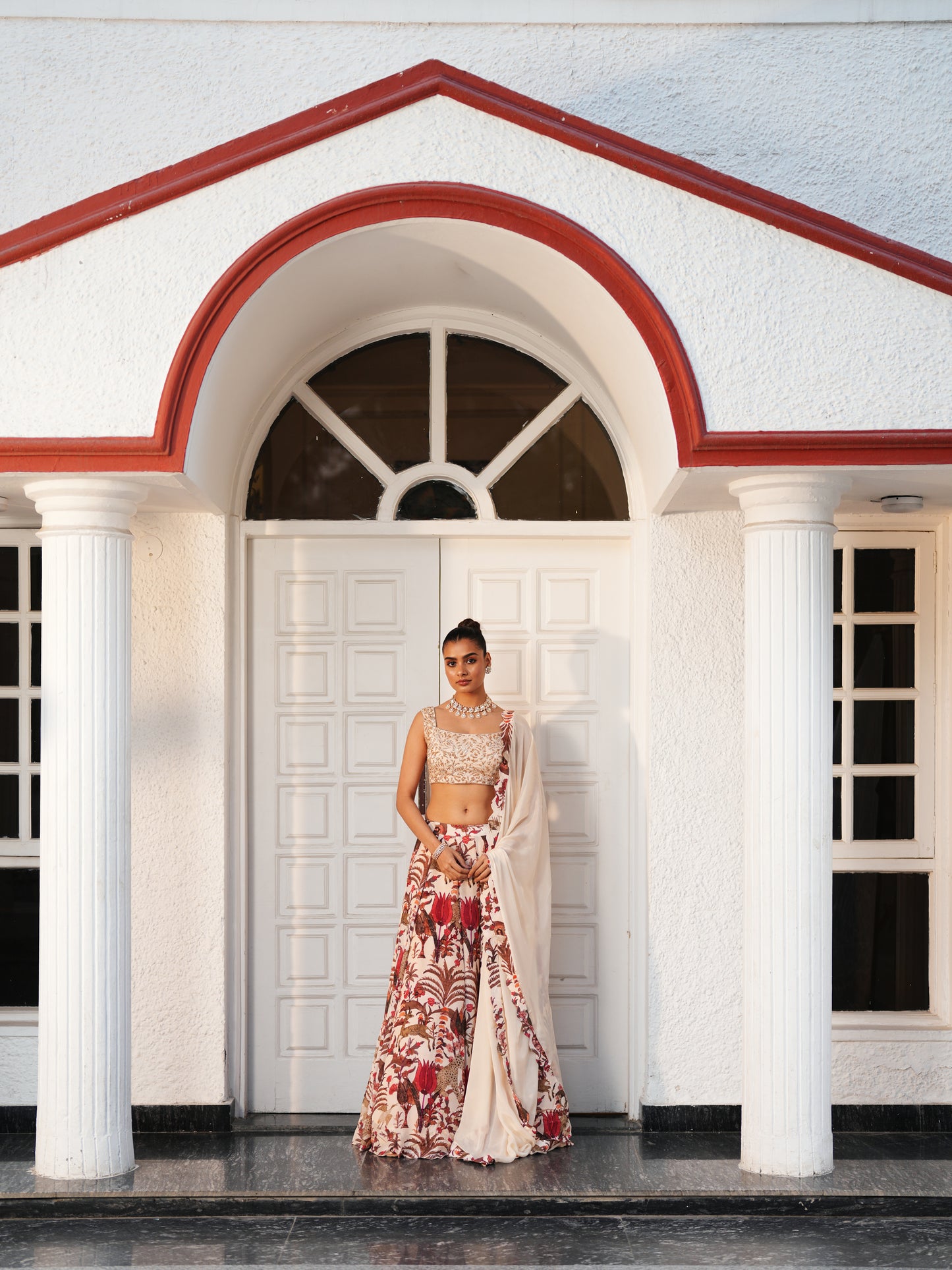 Printed Lahenga Set with Embellished Blouse