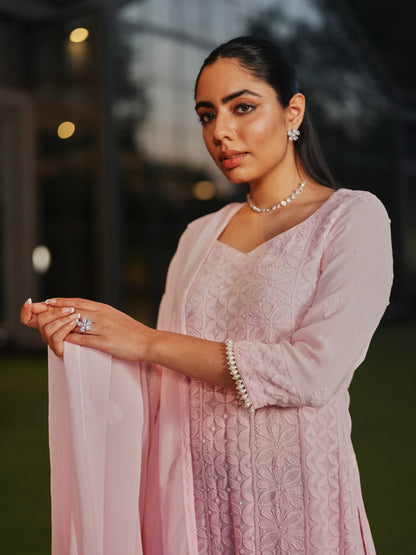 Pink Chikankari Suit Set