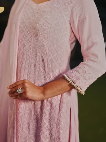 Pink Chikankari Suit Set