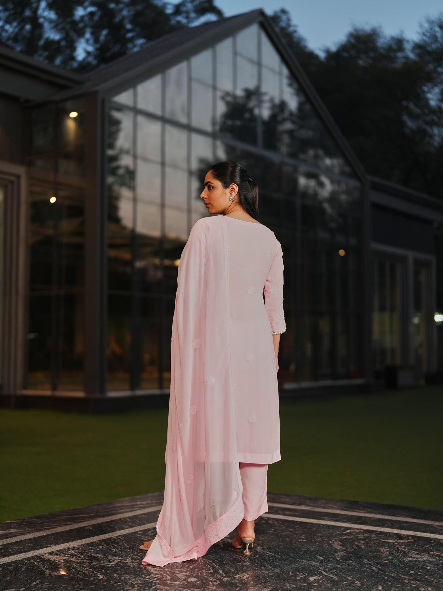 Pink Chikankari Suit Set