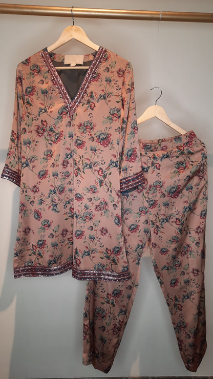 Blush Pink Floral Printed Co-ord Set