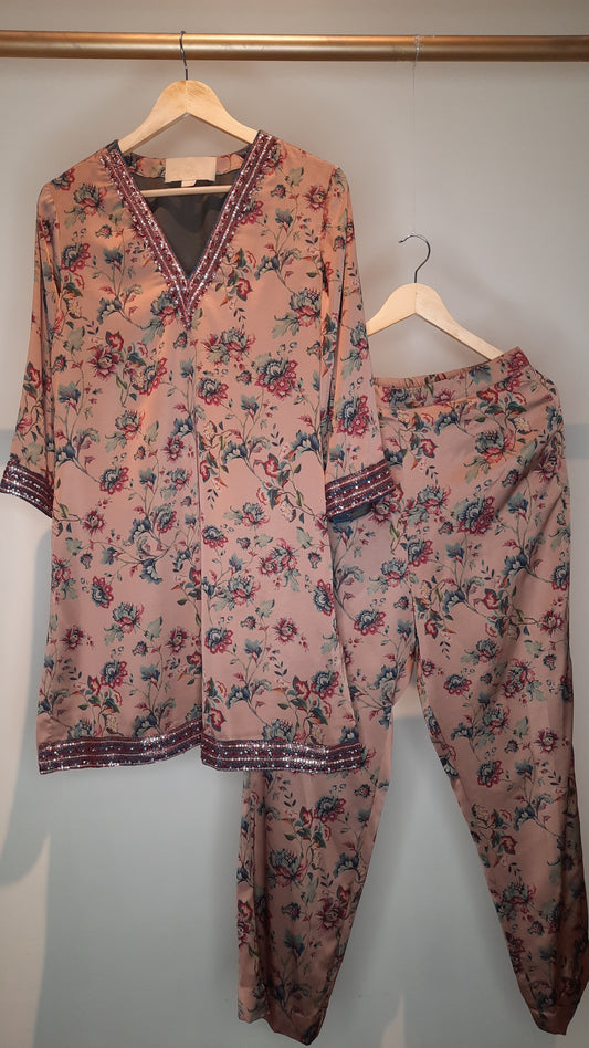 Blush Pink Floral Printed Co-ord Set