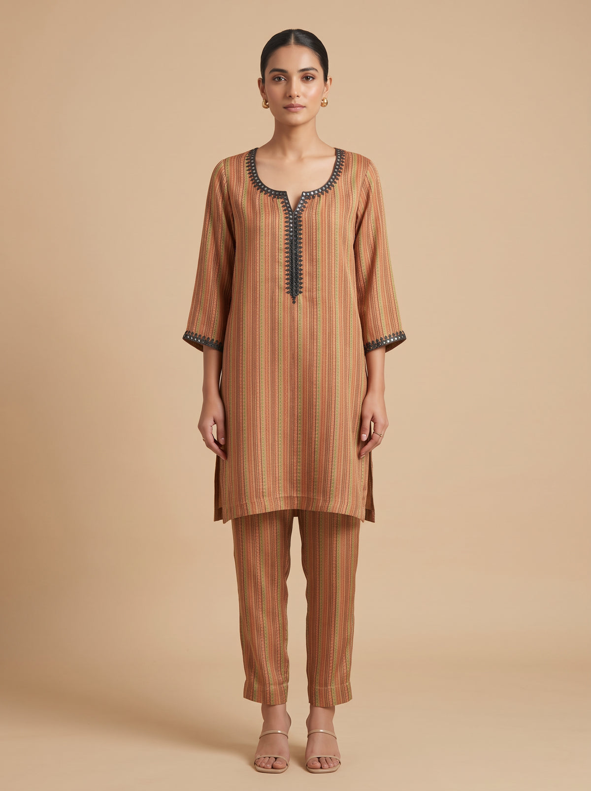 Printed Satin Mirror Work Co-ord Set