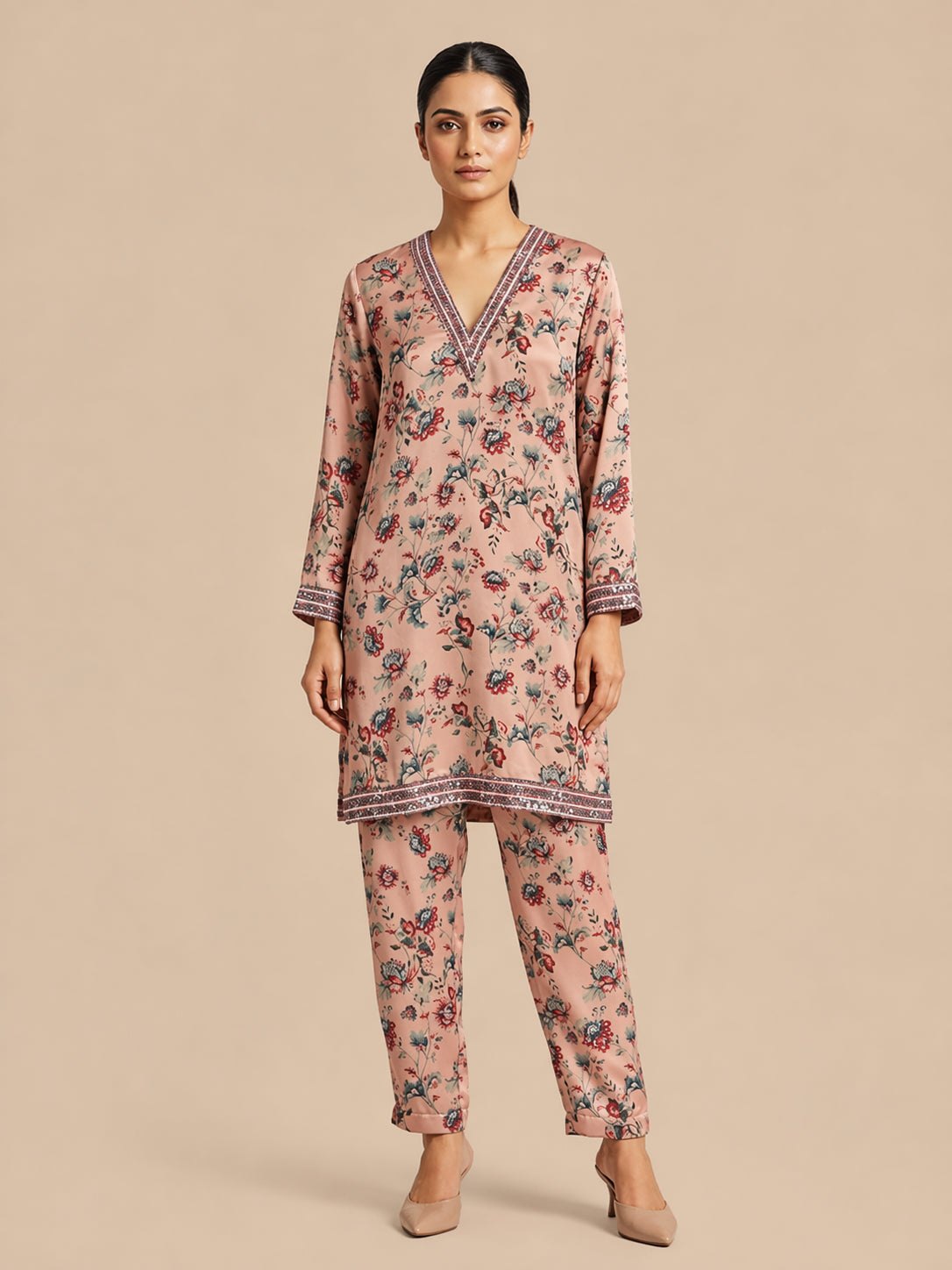 Blush Pink Floral Printed Co-ord Set