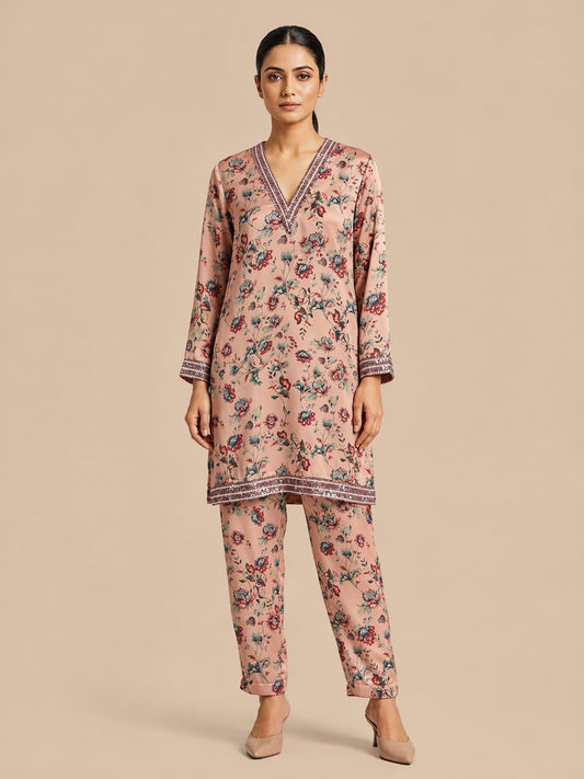 Blush Pink Floral Printed Co-ord Set
